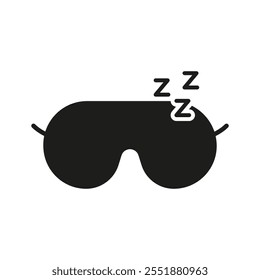 Máscara del sueño con el icono de la silueta de ZZZ. Máscara De Ojos Para El Glifo Del Sueño. Accesorio de sueño reparador. Ilustración vectorial aislada.