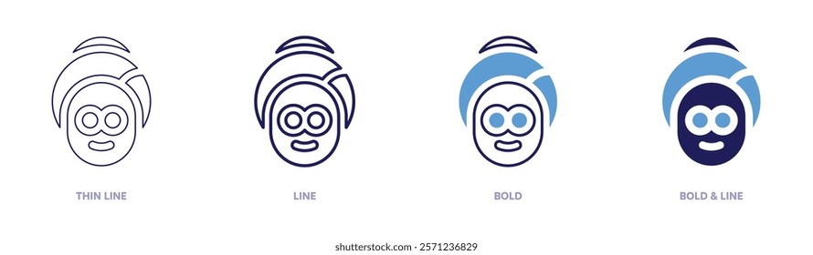 Sleep masks icon in 4 different styles. Thin Line, Line, Bold, and Bold Line. Duotone style. Editable stroke.