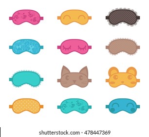 Sleep masks. Vector illustration. Isolated. Set