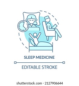 Sleep medicine turquoise concept icon. Insomnia treatment. Service of medical center abstract idea thin line illustration. Isolated outline drawing. Editable stroke. Arial, Myriad Pro-Bold fonts used