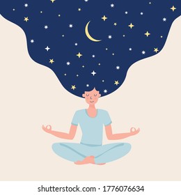 Sleep Meditation Wellness Woman Illustration