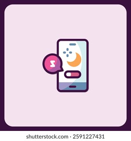 Sleep Mode Smartphone App Icon Design Illustration