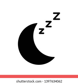 Sleep moon vector icon, night symbol. Simple, flat design for web or mobile app