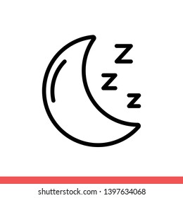 Sleep moon vector icon, night symbol. Simple, flat design for web or mobile app