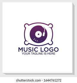 sleep music logo template design vector