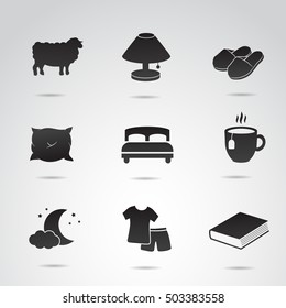 Sleep, nap, bedroom icon set. Vector art.