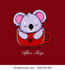 Sleep and need coffee after sleep koala Vector Illustrator Print for t-shirt and other used