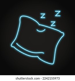 Sleep neon icon in line style. Pillow symbol. Vector illustration