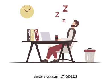 sleep at office vector illustration. isolated on white background