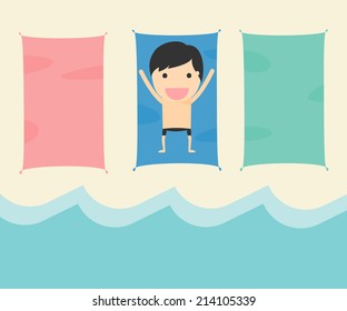 sleep on the beach of summer. vector illustration