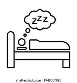 Sleep on bed icon in trendy outline style design. Vector illustration isolated on white background.