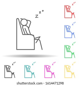 sleep on couch outline multi color style icon. Simple thin line, outline vector of lazy icons for ui and ux, website or mobile application