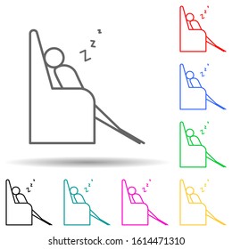 sleep on couch outline multi color style icon. Simple thin line, outline vector of lazy icons for ui and ux, website or mobile application
