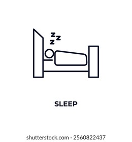 sleep outline icon. Linear vector from gym concept. Thin line sleep icon isolated on white background