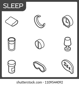 Sleep outline isometric icons. Vector illustration, EPS 10