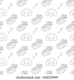 Sleep owlet vector seamless pattern. vector illustration owl. 
