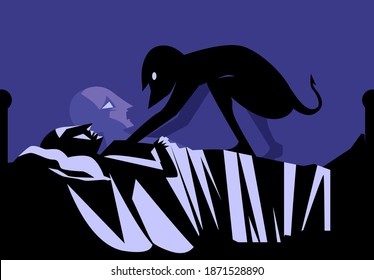 sleep paralysis disorder with shadow over a sleeping man