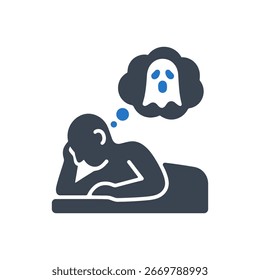 Icono del fantasma del sueño de la parálisis del sueño aislado en el fondo blanco 
