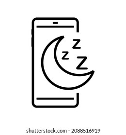 Sleep phone, night mode. Smartphone with moon icon. Illustration vector