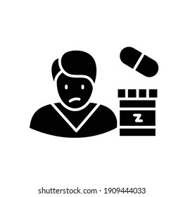 Sleep pills glyph icon. Insomnia treatment. Sleep disorder. Healthy sleeping concept. Sleep problems treatment medicines. Health care. Filled flat sign. Isolated silhouette vector illustration
