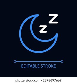 Sleep pixel perfect color linear ui icon for dark theme. Sleeping mode. Muted sound. Bedtime. Outline isolated user interface pictogram. GUI, UX design for night mode. Editable stroke. Arial font used