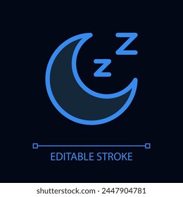 Sleep pixel perfect glassmorphism ui icon for dark theme. Sleeping mode. Muted. Color filled line element with transparency. Isolated vector pictogram for night mode. Editable stroke. Arial font used