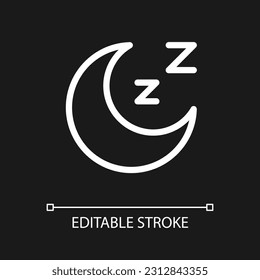 Sleep pixel perfect white linear ui icon for dark theme. Sleeping mode. Muted sound. Vector line pictogram. Isolated user interface symbol for night mode. Editable stroke. Arial font used