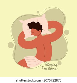 sleep positions, guy on the bed, banner