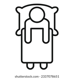 Problema de sueño insomnio man icono vector contorno. Estrés. Dormido en la cama