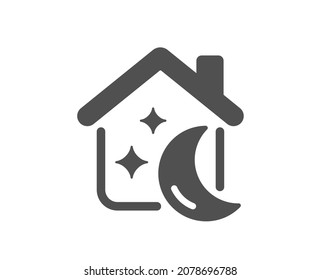 Sleep Quality Icon. Night House Sign. Dream Home Symbol. Classic Flat Style. Quality Design Element. Simple Sleep Icon. Vector