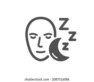 Sleep Quality Icon. Night Rest Sign. Sleeping Face Symbol. Classic Flat Style. Quality Design Element. Simple Sleep Icon. Vector