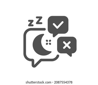 Sleep Quality Icon. Night Rest Sign. Chat Bubble With Moon Symbol. Classic Flat Style. Quality Design Element. Simple Sleep Icon. Vector