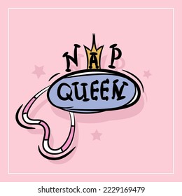 Sleep queen texto y crown sleep mask dibujar