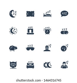 Sleep Related Vector Icon Set In Glyph Style
