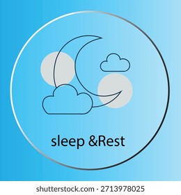 Sleep and Rest Icon with Moon and Clouds