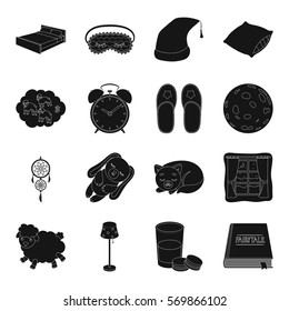 Sleep and rest set icons in black style. Big collection of sleep and rest vector symbol stock illustration