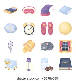 Sleep and rest set icons in cartoon style. Big collection of sleep and rest vector symbol stock illustration