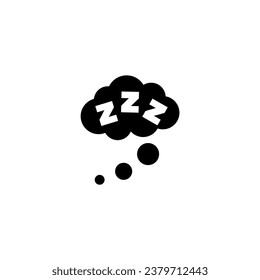 Sleep Rest, Sleepy ZZZ Talk Bubble, Dream. Flat Vector Icon illustration. Simple black symbol on white background. Sleep Rest, Sleepy ZZZ Talk Bubble sign design template for web and mobile UI element