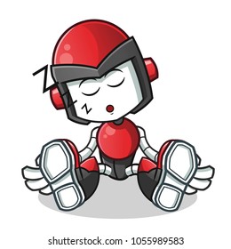 sleep robot humanoid mascot vector cartoon illustration