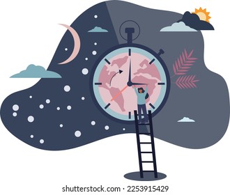 Sleep routine and Circadian rhythm schedule for bedtime.Daily relaxation regulation with day and night stages.flat vector illustration.