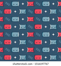 Sleep Seamless Pattern With Pillows Icons