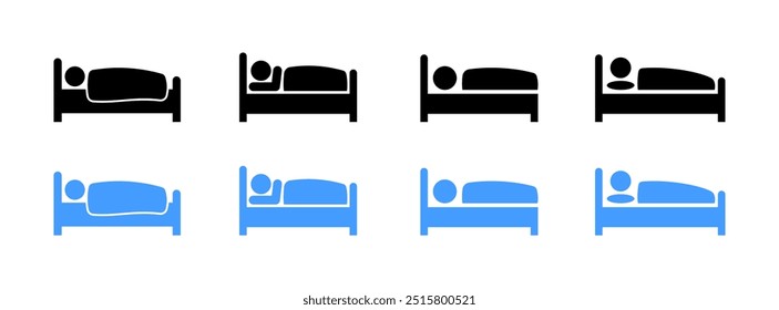 Iconos de conjunto de sueño. Estilo plano y silueta. Iconos del vector.