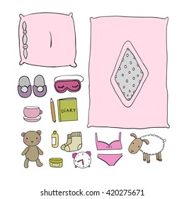 Sleep Set on a white background. Hand drawn vector.