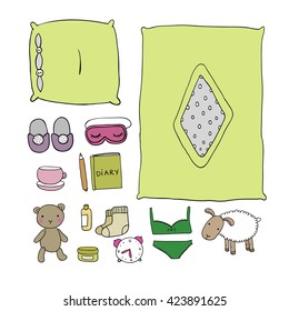 Sleep Set on a white background. Hand drawn vector.