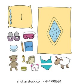 Sleep Set on a white background. Hand drawn vector.
