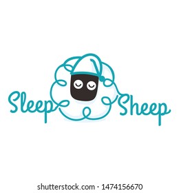 sleep sheep line logo deign template