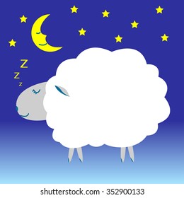 Sleep Sheep with moon and star , vector