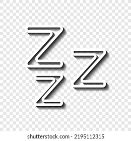 Sleep simple icon vector. Flat design. White with shadow on transparent grid. 