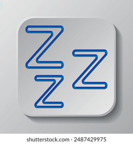 Sleep simple icon vector. Flat design. Paper cut design. Cutted blue symbol with shadow. Gray badge button, gray background.ai