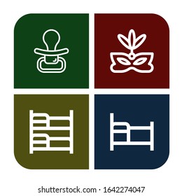 sleep simple icons set. Contains such icons as Pacifier, Eye mask, Bunk bed, Bed, can be used for web, mobile and logo